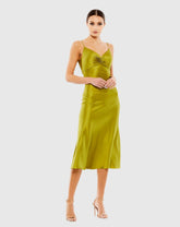 Green Spaghetti Strap Charmeuse Slip Dress