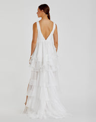 White High Low Gown with Built In Bodysuit